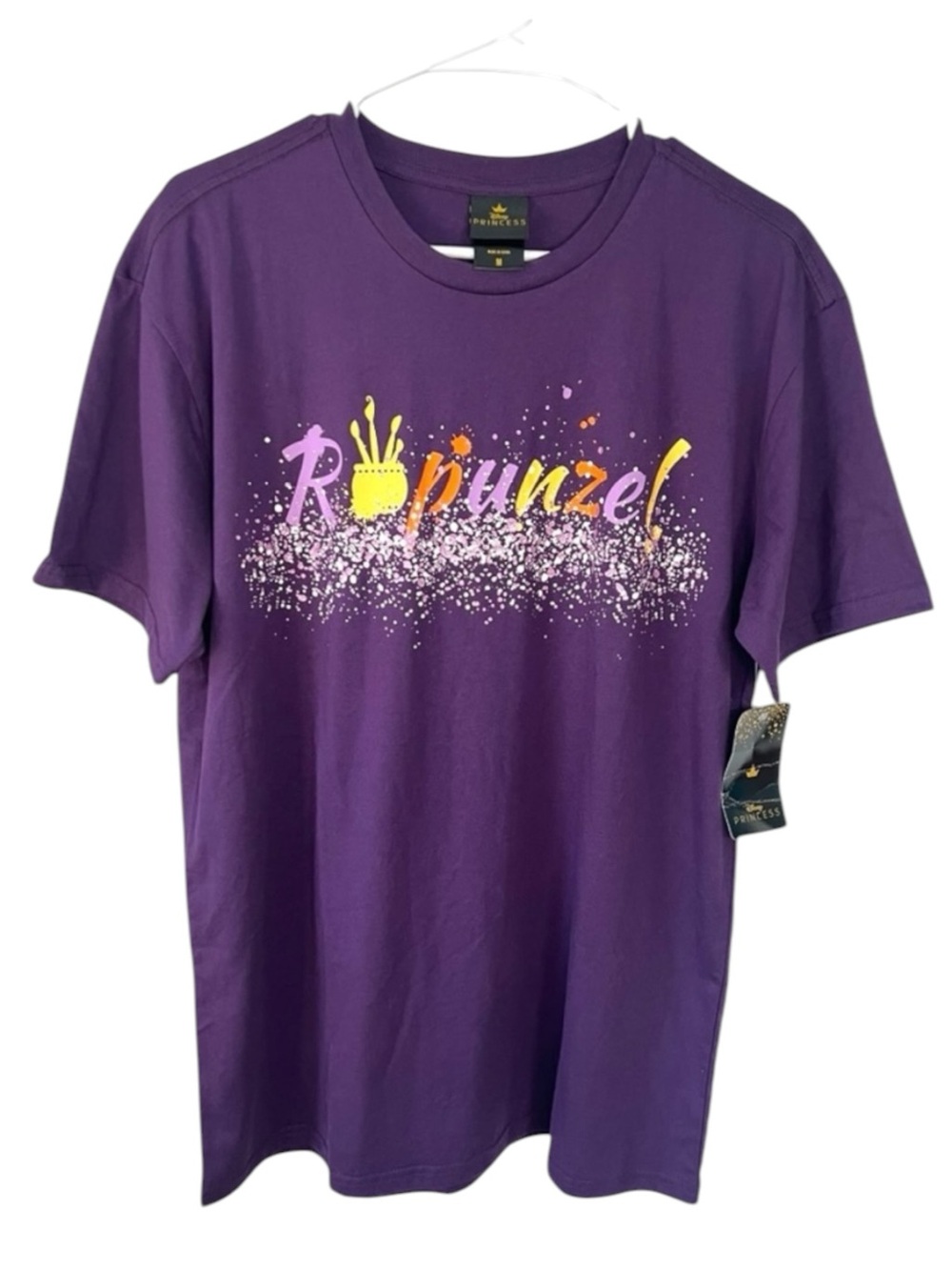 Disney Tangled Rapunzel Purple Paint Splatter Short Sleeve Tshirt Size M